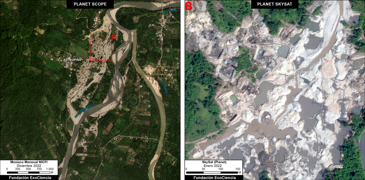 La minería de oro ha provocado la deforestación de 1.660 hectáreas de la selva amazónica ecuatoriana