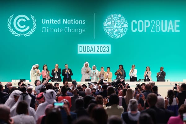 DECEMBER 13: H.E. Dr. Sultan Al Jaber, COP28 President and other participants onstage during the Closing Plenary at the UN Cl